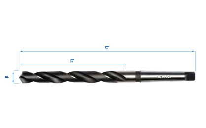 Morse taper shank long helical drill bit – Grinded