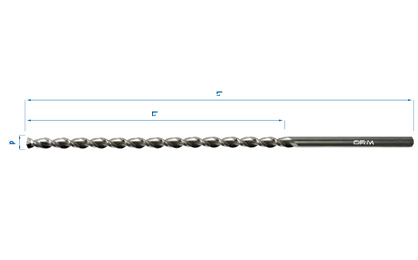 Very long helical drill bit with cylindrical shank – grinded