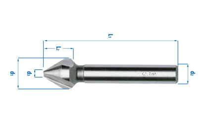 Milling cutter with cylindrical shank, 3 cutting edges – Type C