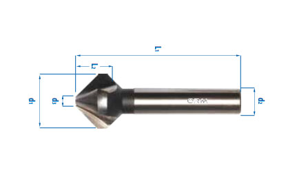 Milling cutter with cylindrical shank, 3 cutting edges – Type C